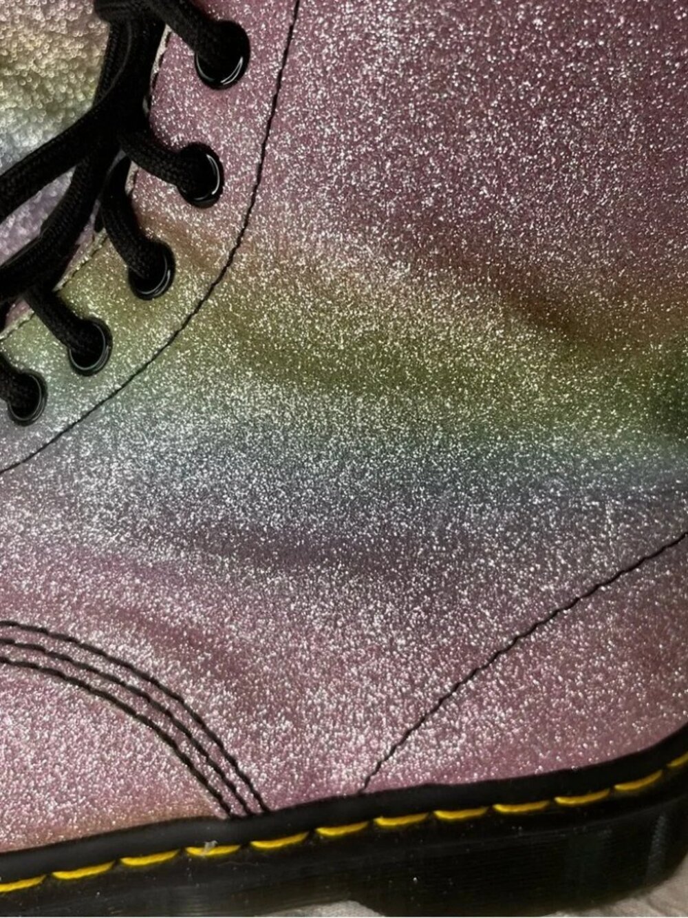 Doc Marten’s Blue and Purple Glitter Combat Boots 1460 Pascal Glitter Size 10 - Picture 8 of 10